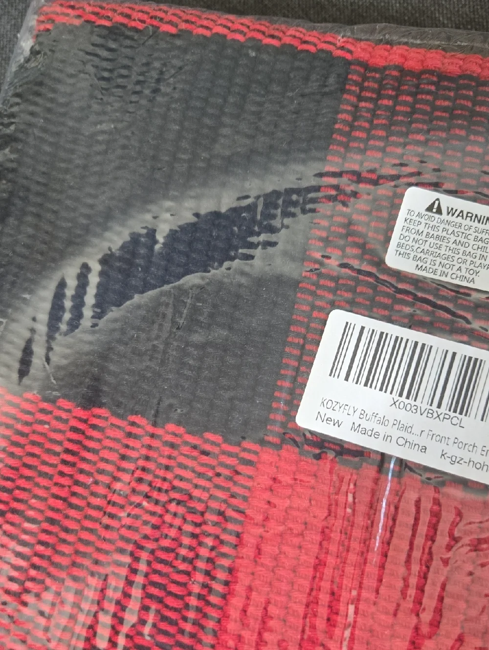 💥Red and Black Woven Check Door Mat - Stylish Entry Accent